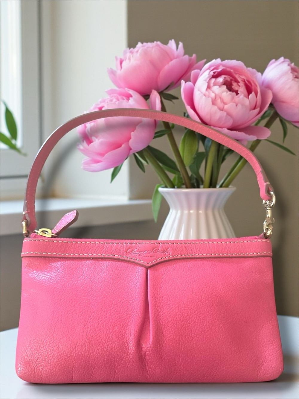 Dooney & Bourke Hot Pink Pebbled Leather Wristlet - Wallet & Clutch